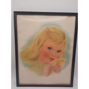 Francis Hook Northern Paper Mills Tissue Child Girl Print 11" x 14" Framed